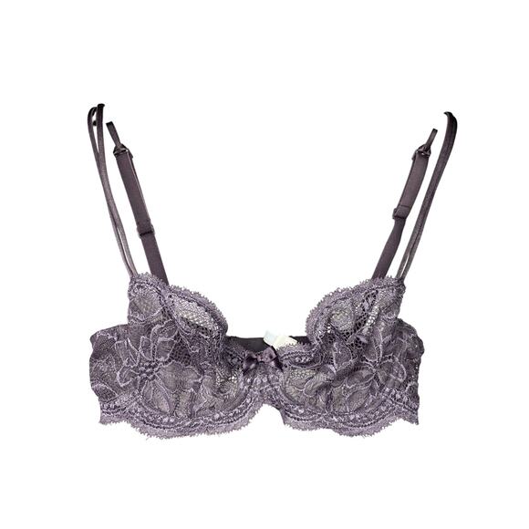 Simone Perele Women's 32C Underwire Lace Bra Gray Sheer Luxury Adjustable - Picture 1 of 8